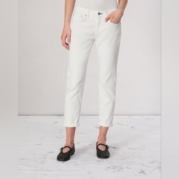 rag & bone Denim - Rag & Bone Dre Slim Boyfriend Jeans Optic White Stretch Denim Size 27